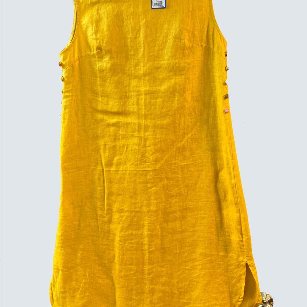 Linen Yellow Sleeveless Dress